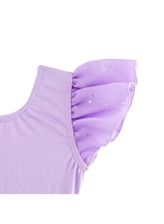 EQSJIU Ballet Leotard for Girls Dance Skirt Camisole Cross Back Ballerina Ballet Dress Outfit for 2-10 Years, Purple Chiffon, 2-3 T - Image 5