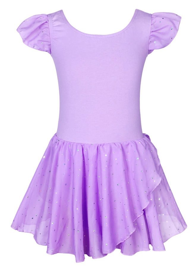 EQSJIU Ballet Leotard for Girls Dance Skirt Camisole Cross Back Ballerina Ballet Dress Outfit for 2-10 Years, Purple Chiffon, 2-3 T - Image 1