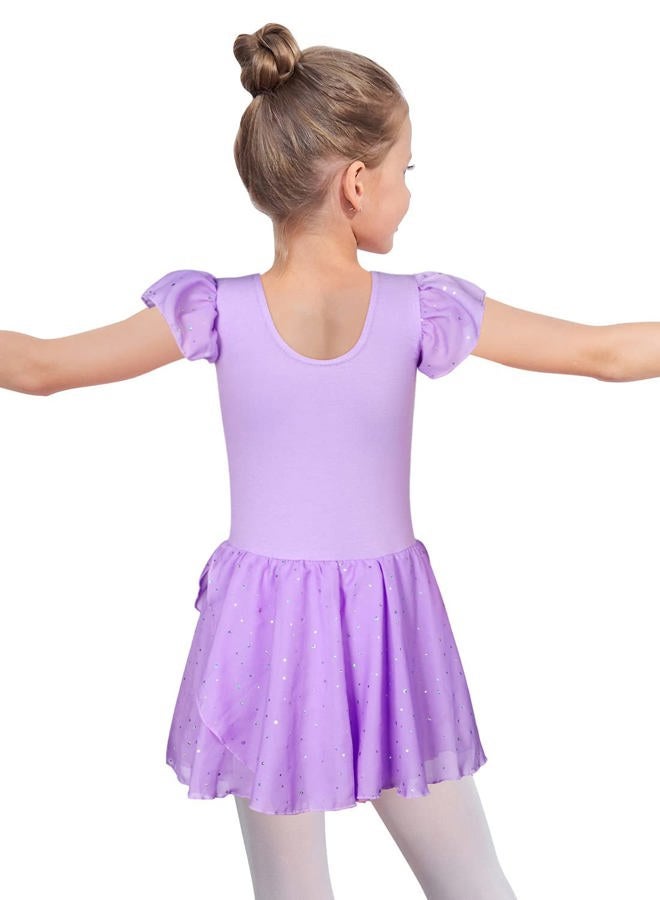 EQSJIU Ballet Leotard for Girls Dance Skirt Camisole Cross Back Ballerina Ballet Dress Outfit for 2-10 Years, Purple Chiffon, 2-3 T - Image 3