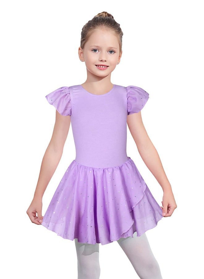 EQSJIU Ballet Leotard for Girls Dance Skirt Camisole Cross Back Ballerina Ballet Dress Outfit for 2-10 Years, Purple Chiffon, 2-3 T - Image 2