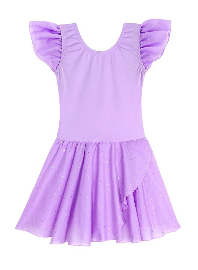 EQSJIU Ballet Leotard for Girls Dance Skirt Camisole Cross Back Ballerina Ballet Dress Outfit for 2-10 Years, Purple Chiffon, 2-3 T - Image 4