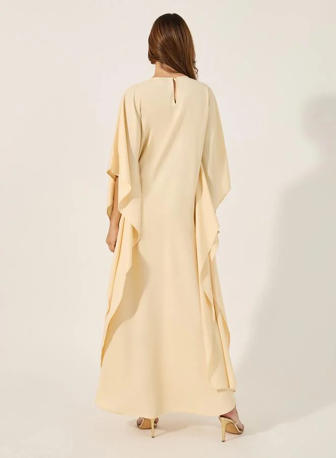 Styli Embellished Round Neck Loose Fit Kaftan
