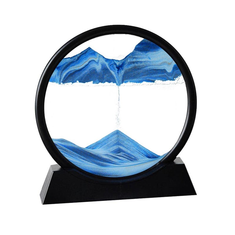 Arthink Moving Sand Art PictureLiquid Motion 3D Sea Sandscape in Motion Display Flowing Sand Frame Desktop Art Bookshelves Home Office Decoration 12 inch Blue - Image 2