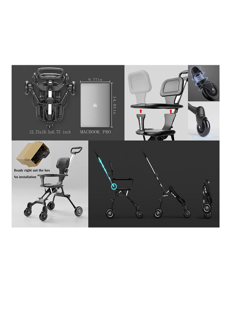Generic Kids Stroller Compact Baby Stroller Lightweight Travel Stroller with Adjustable Handles and Backrest One-Hand Fold for Overhead Airplane Storage, Shopping Walking Travel Grey  - Image 2