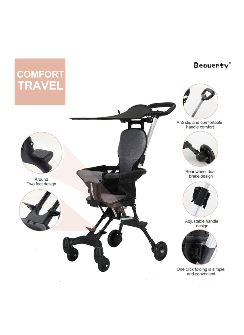 Generic - Kids Stroller Compact Baby Stroller Lightweight Travel Stroller with Adjustable Handles and Backrest One-Hand Fold for Overhead Airplane Storage, Shopping Walking Travel Grey - Image 1