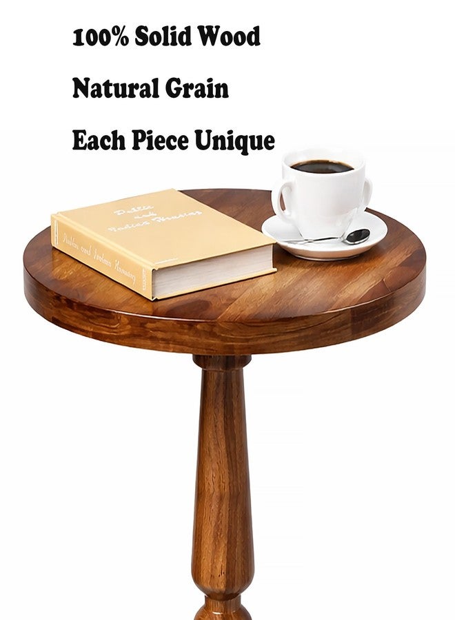promitop Small Wooden Round Side Table - Accent Nightstand Pedestal Table for Living Room, Bedroom - Compact Coffee Table, Tea Table, Drink Table, End Table for Small Spaces, Corners, Office - Image 2
