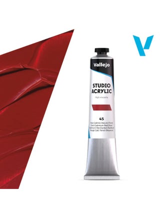 Professional Acrylic Paint for Artists & Studios – Dark Cadmium Red (Hue), High Pigment, Smooth Coverage on Canvas & Wood – 58ml