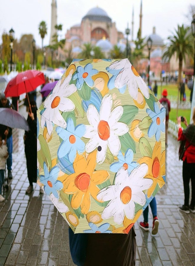 JOBEDE Travel Compact Umbrella, UV Protection Sun Umbrella for Walking Flower Pattern Portable Umbrella for Rain - Image 4