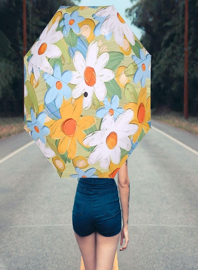 JOBEDE Travel Compact Umbrella, UV Protection Sun Umbrella for Walking Flower Pattern Portable Umbrella for Rain - Image 5