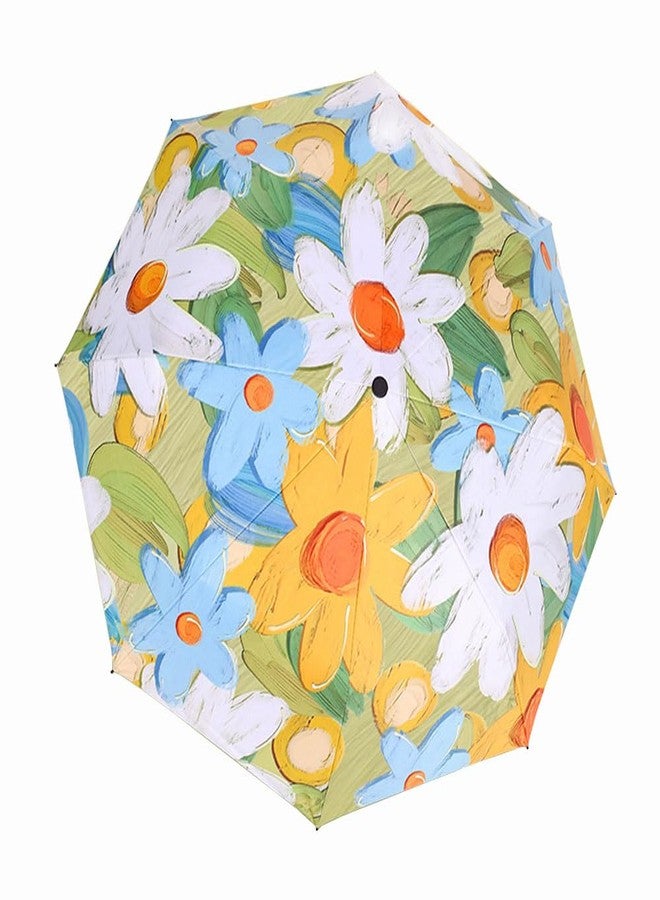 JOBEDE Travel Compact Umbrella, UV Protection Sun Umbrella for Walking Flower Pattern Portable Umbrella for Rain - Image 1