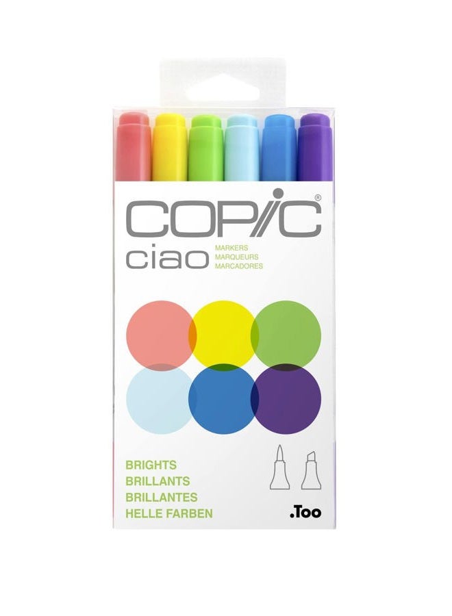 COPIC Ciao, Alcohol-based Markers, 6pc Set, Brights - Image 1