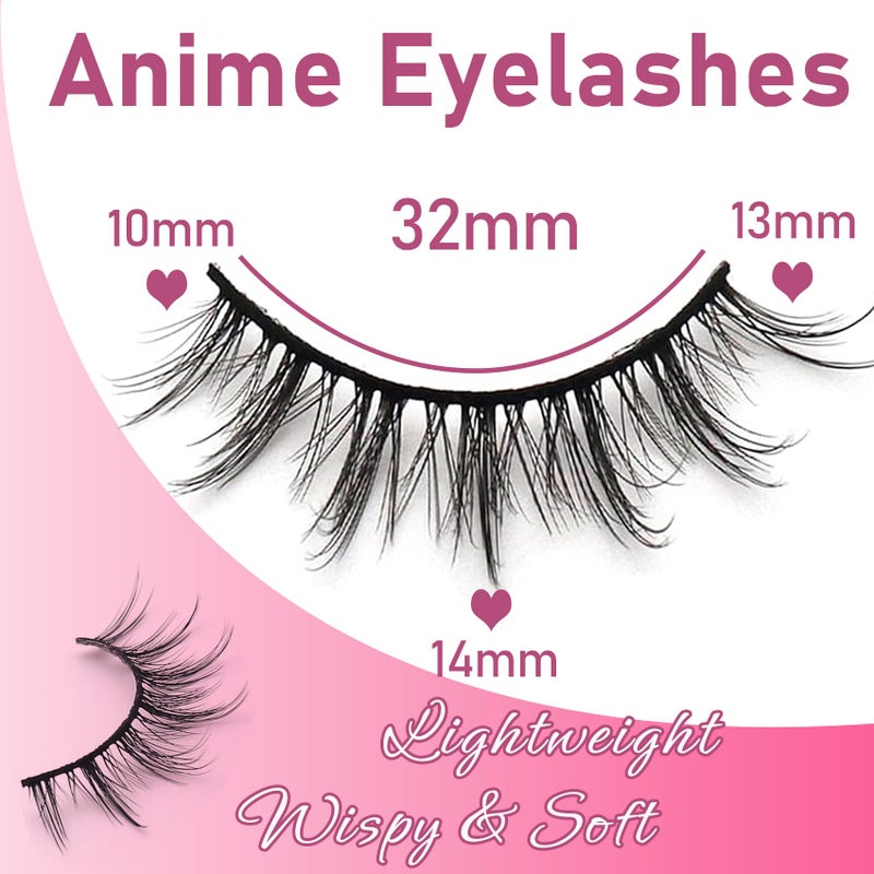 Losha Manga Lashes Fluffy Faux Mink Lashes Natural Look 10 Pairs Asian False Eyelashes Pack Look Like Individual Clusters (6D75) - Image 2