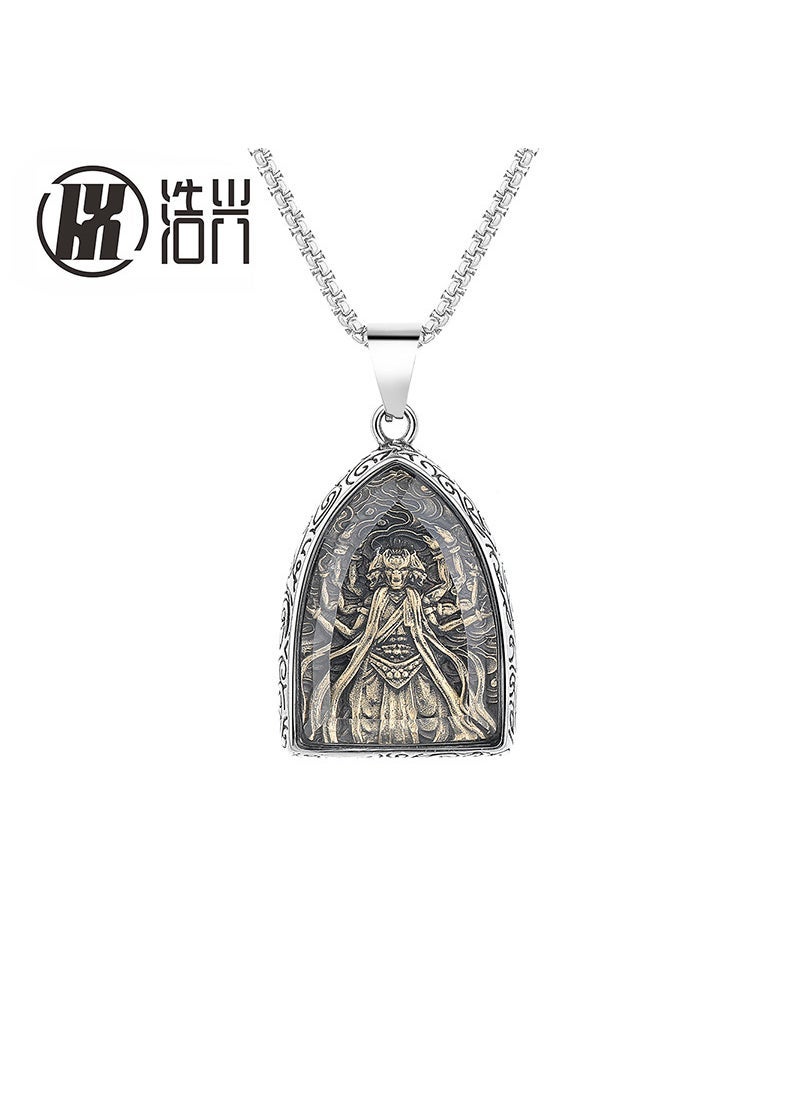 Arabest Titanium Steel Twelve Zodiac Eight Guardian Brand Pendant Mens Retro Stainless Steel Necklace Luo Cha 