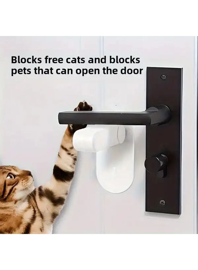Black Door Handle Security Lock No Drilling Adjustable Anti Pet Device For Indoor Doors - Image 5