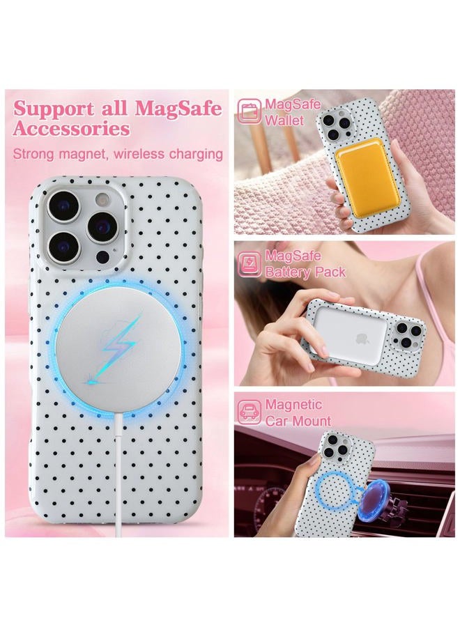 EYZUTAK Magnetic for iPhone 16 Case Compatible with MagSafe, Fashion Cute Polka Dot Phone Case Simple Chic Aesthetic Polka Dot Pattern Slim TPU Protective Cover for Women Girls - White - Image 3
