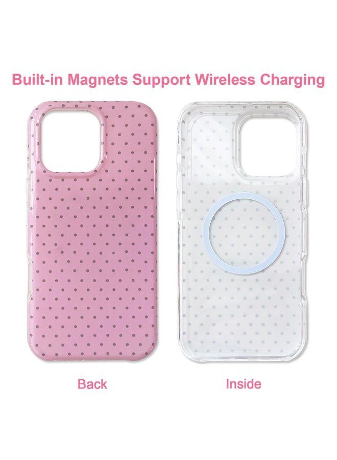 EYZUTAK Magnetic for iPhone 16 Case Compatible with MagSafe, Fashion Cute Polka Dot Phone Case Simple Chic Aesthetic Polka Dot Pattern Slim TPU Protective Cover for Women Girls - White - Image 2