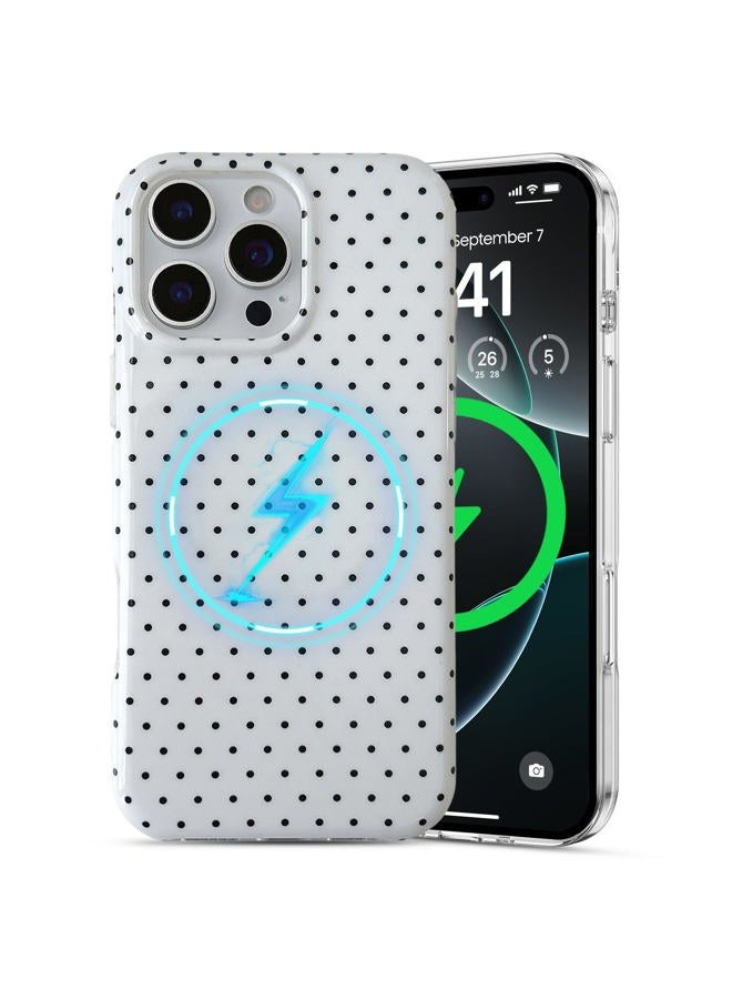 EYZUTAK Magnetic for iPhone 16 Case Compatible with MagSafe, Fashion Cute Polka Dot Phone Case Simple Chic Aesthetic Polka Dot Pattern Slim TPU Protective Cover for Women Girls - White - Image 1