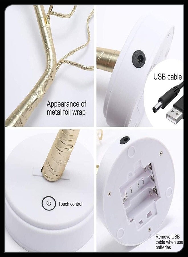 مصباح طاولة ضوء ليلي مع شجرة بونساي مصنوعة من سلك نحاسي، يعمل بالطاقة من USB والبطارية، يحتوي على 108 LED دافئة بيضاء. مثالي لتزيين المنزل، لافتة زفاف، غرفة الأطفال، وزينة عيد الميلاد في غرفة النوم. - Image 4