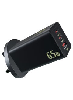 RAFFAE 65W PD Wall Charger 3 Ports USB C GaN Charger Plug Type C PD Adapter for MacBook Pro/Air, iPad, iPhone 15/15Plus/15 Pro/15 Pro Max, Samsung, Huawei, OnePlus, Xiaomi, Lenovo - Black  - Image 1