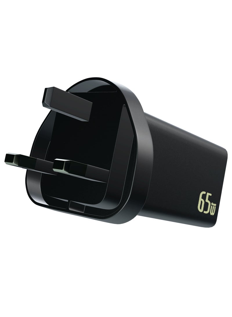 RAFFAE 65W PD Wall Charger 3 Ports USB C GaN Charger Plug Type C PD Adapter for MacBook Pro/Air, iPad, iPhone 15/15Plus/15 Pro/15 Pro Max, Samsung, Huawei, OnePlus, Xiaomi, Lenovo - Black - Image 3