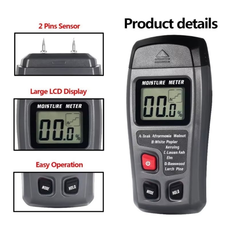 BSIDE EMT01 Wood Tester Content Tester Meter 0-99.9% - Image 5