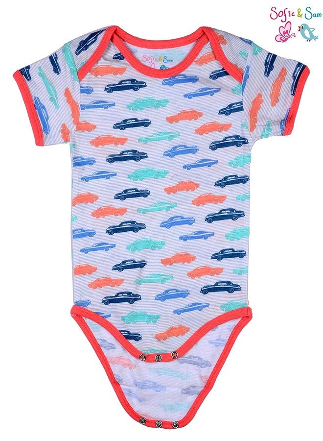 Sofie & Sam Premium Cotton 1 Pc Baby Romper Half Sleeves (6-9) Months - Car/Multi - Image 2