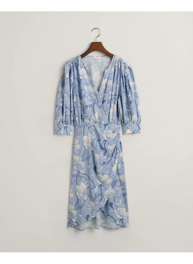 GANT Gant Regular Fit Magnolia Print Wrap Dress