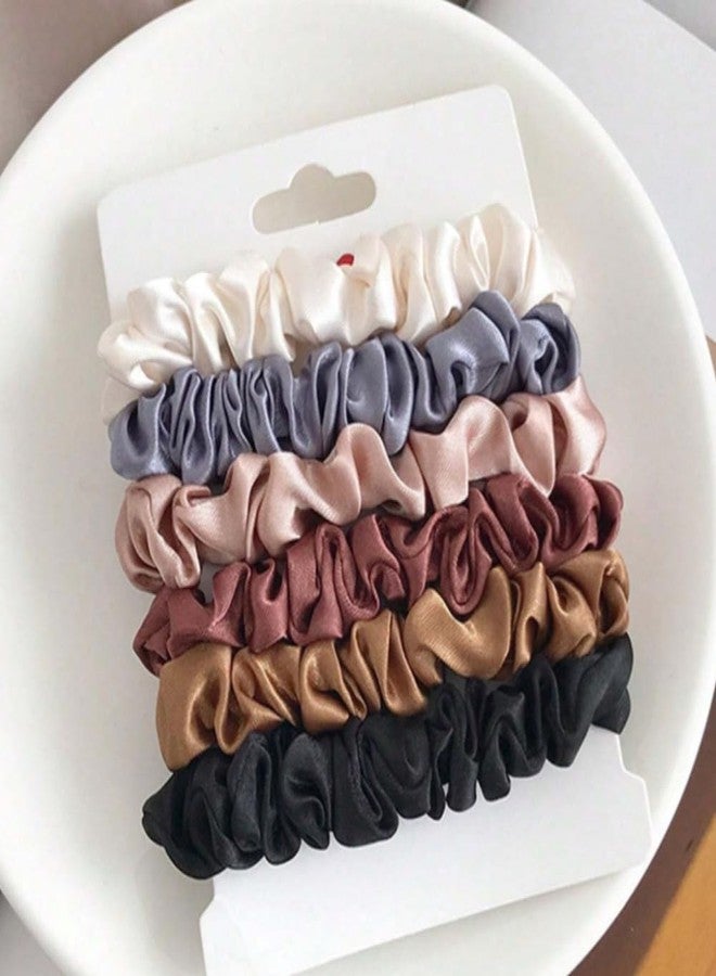 Xarnish Mini Scrunchies Set Of 6, Satin Hair Scrunchies for Women & Girls - Soft No-Damage Hair Ties | Hair Band Ponytail Holders Multicolor - Image 2