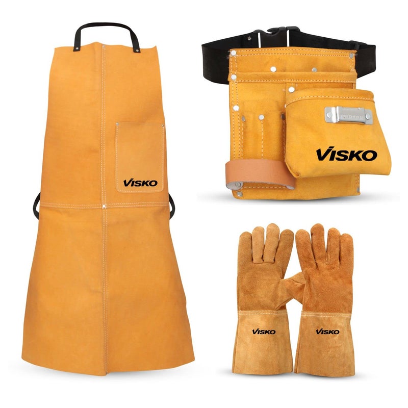 Visko Tools VISKO VLB 022 Tools Kit With Carpenters Apron Tool Belt With 5 Pockets Welding Hand Gloves - Image 1
