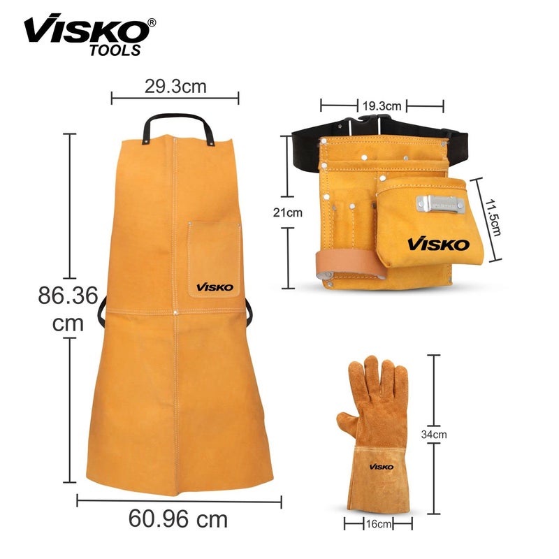 Visko Tools VISKO VLB 022 Tools Kit With Carpenters Apron Tool Belt With 5 Pockets Welding Hand Gloves - Image 5