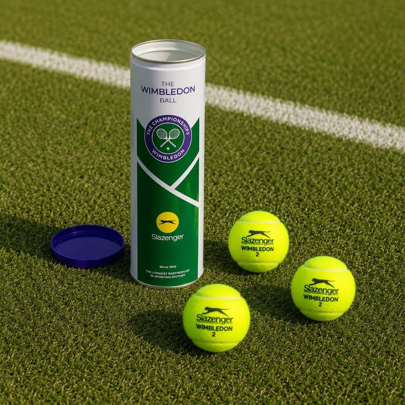 Slazenger Wimbledon Official Tennis Balls - Premium Hydroguard & Ultra Vis Performance Balls (3 Ball Tin) - Image 2