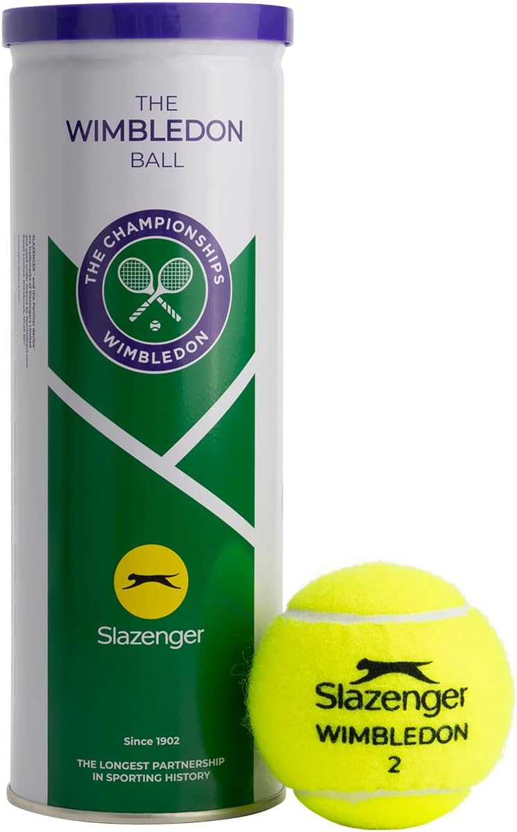 Slazenger Wimbledon Official Tennis Balls - Premium Hydroguard & Ultra Vis Performance Balls (3 Ball Tin) - Image 1