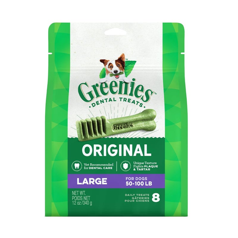 Greenies Veterinarian-Recommended Adult Natural Dental Dog Treats Large Size, Original Flavor, 12 oz. Pack, 8 Count - Image 4