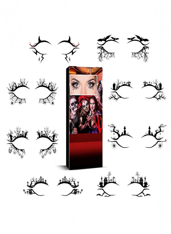 EELHOE Halloween Eyeliner Stickers Scary Fashion Party Makeup Tools Bat Spider Decoration Eyeliner Eyeshadow Stickers 8pcs - Image 1