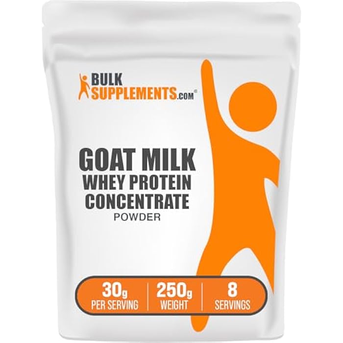 BulkSupplements مسحوق بروتين مصل اللبن من حليب الماعز من BulkSupplements.com - مسحوق بروتين مصل اللبن من الماعز، بدون نكهة وخالي من الغلوتين، 30 جرام لكل حصة، 250 جرام (8.8 أونصة) (عبوة من 1) - Image 1