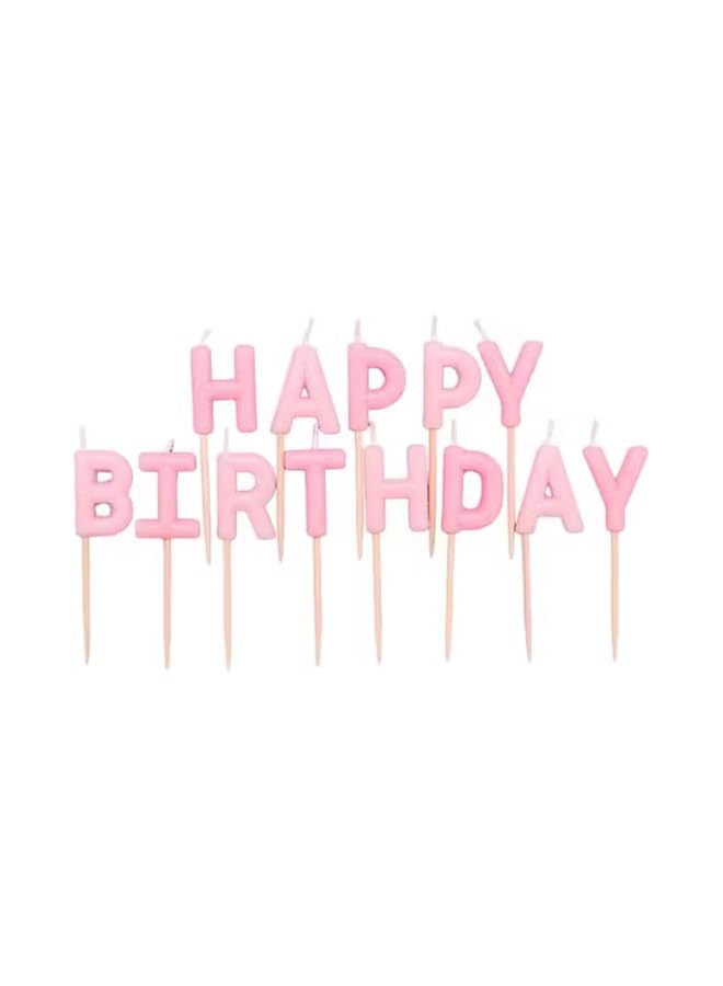 Letter Candles Pack for Birthday Cakes – Luxurious Cake Candles Set of Happy Birthday, Decorative Cake Toppers for Celebrations, Elegant & Premium Quality for Cake Decoration (Pink)