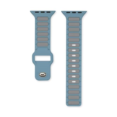GUOi® Silicone Watchband Compatible with Apple Watch Ultra 2 ＆ Ultra 49mm 45mm 44mm 42mm 46mm - Men & Women Strap for iWatch Se10/9/8/7/6/5/4/3/2/1 SE 46/44/45/49/42mm (Series 3/2/1) - Blue/Gray - Image 4