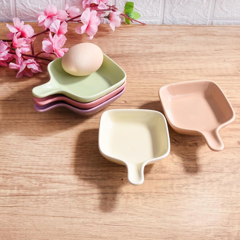 BOSILI 5Color Handled Square Sauce Dishes Set HeatResistant Ceramic Dipping Bowls with Grips Soy Sauce Plates for Sushi Condiments Snacks - Image 5