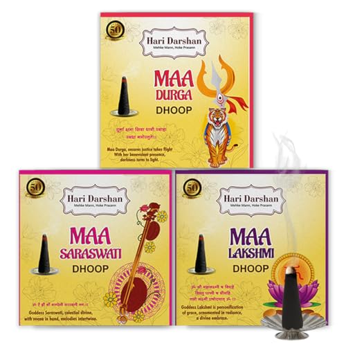 Hari Darshan MAA Premium Wet Dhoop Batti | Maa Lakshmi Maa Saraswati Maa Durga | 3 Unique Fragrances | Natural Long-Lasting Dhoop for Daily Pooja Rituals & Spiritual Practices | Pack of 3, 100g Each - Image 1