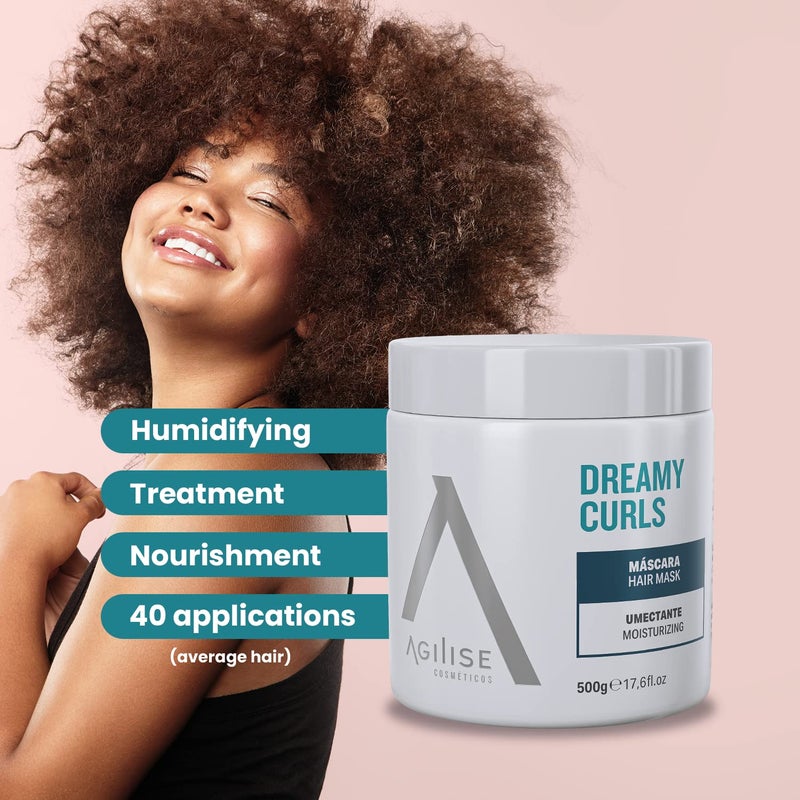 agilise - Dreamy Curls Hair Mask - Curl Hydrating Masks for Wavy and Coily Hair Care - VEGAN, Vegetal Keratin, Argan & Coconut Oil, Shea Butter - 17.6fl.oz/500g - Image 3
