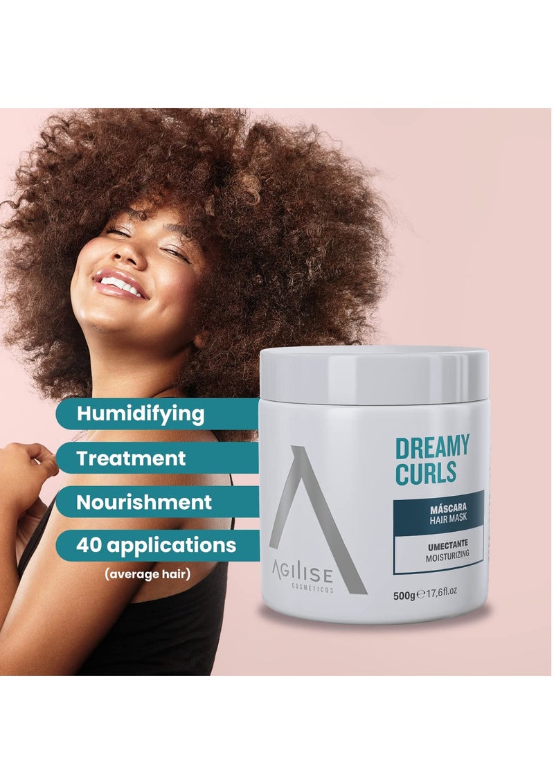 AGILISE COSMETICOS - agilise - Dreamy Curls Hair Mask - Curl Hydrating Masks for Wavy and Coily Hair Care - VEGAN, Vegetal Keratin, Argan & Coconut Oil, Shea Butter - 17.6fl.oz/500g - Image 1