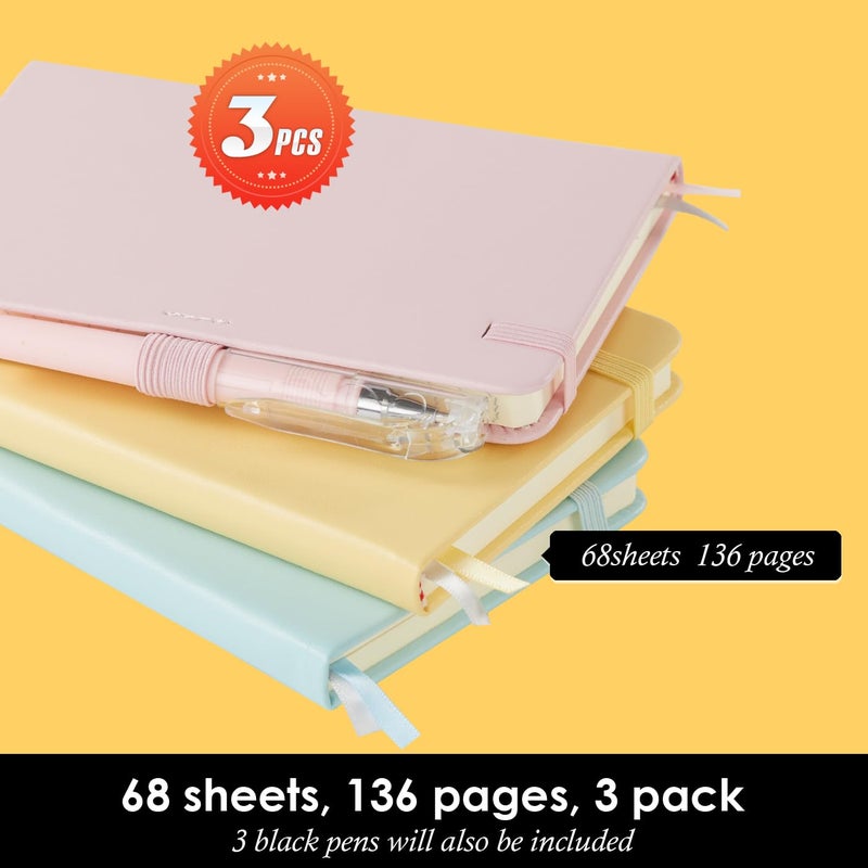 NIRMIRO Small Notebook Journal with Pen, Mini Pocket Notepad for Women, Small Pocket Size Note pads for Note Taking, Pink, Yellow, Sky Blue Note Book - Image 4