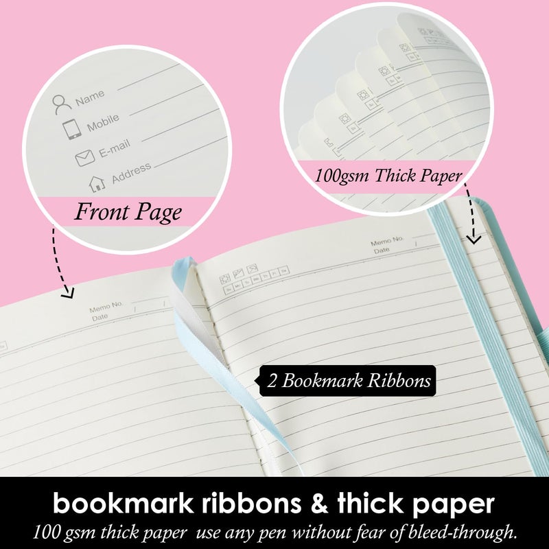 NIRMIRO Small Notebook Journal with Pen, Mini Pocket Notepad for Women, Small Pocket Size Note pads for Note Taking, Pink, Yellow, Sky Blue Note Book - Image 3