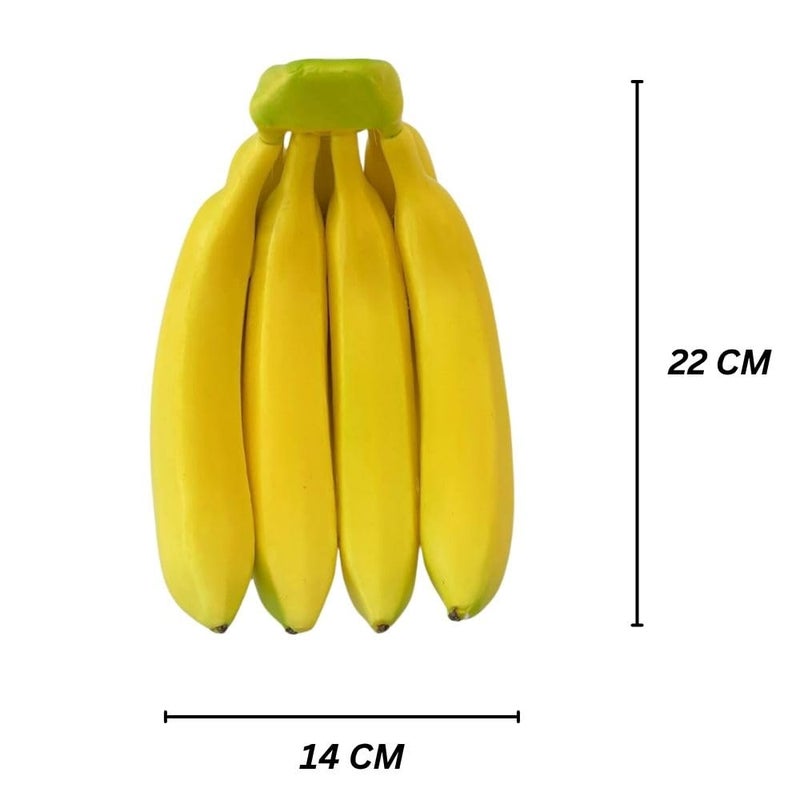 SINGAA مجموعة فواكه موز صناعية مزيفة للديكور المنزلي، ديكور المطبخ، حفلات الزفاف، محلات الفواكه، طاولة الطعام، غرفة البوجا، props التصوير وديكورات الفعاليات - 7 رؤوس - (22 × 14 سم) - عبوة من 1 - Image 4