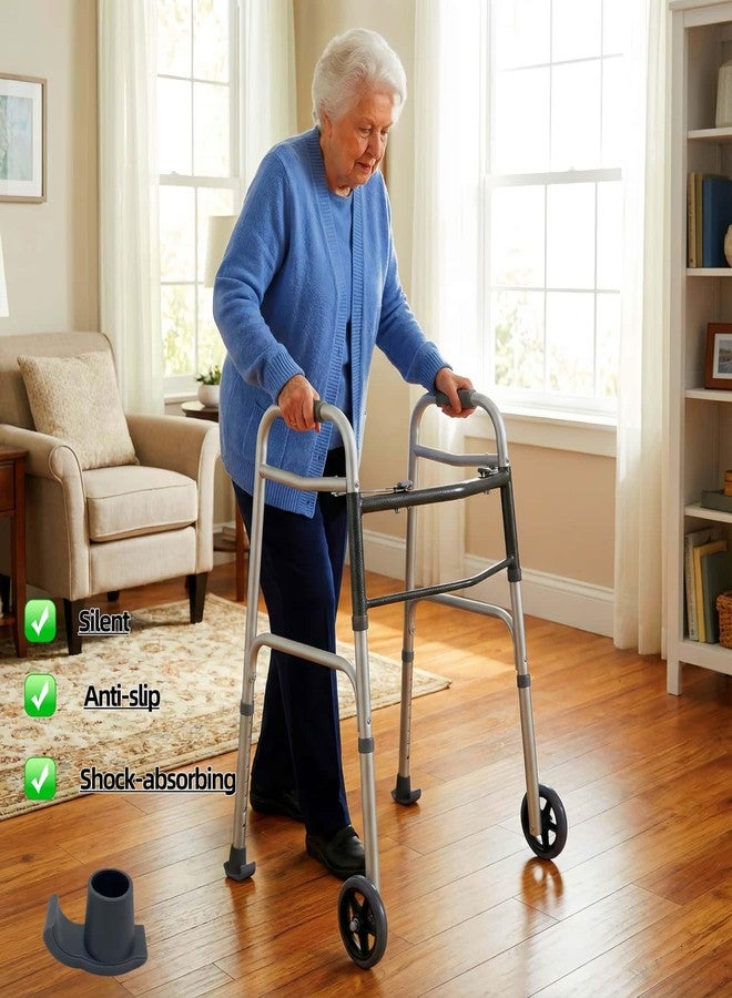 زلاجات مشاية Ruawtcs مكونة من 6 قطع، زلاجات مشاية عالمية، زلاجات مشاية قابلة للطي لأنابيب مقاس 1 1/8 بوصة، زلاجات مشاية لكبار السن (رمادي) - Image 5