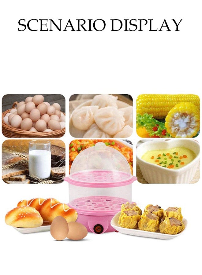 DUNISO Egg Steamer，Double-layer Egg Cooker，Rapid Egg Cooker，14-Egg Capacity，Mini and Portable,Easy to Clean,Used for Steaming Eggs, Corn, Sweet Potatoes, Buns, Dumplings，Pink - Image 3