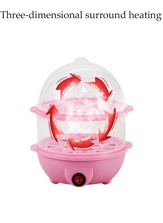 DUNISO Egg Steamer，Double-layer Egg Cooker，Rapid Egg Cooker，14-Egg Capacity，Mini and Portable,Easy to Clean,Used for Steaming Eggs, Corn, Sweet Potatoes, Buns, Dumplings，Pink - Image 2