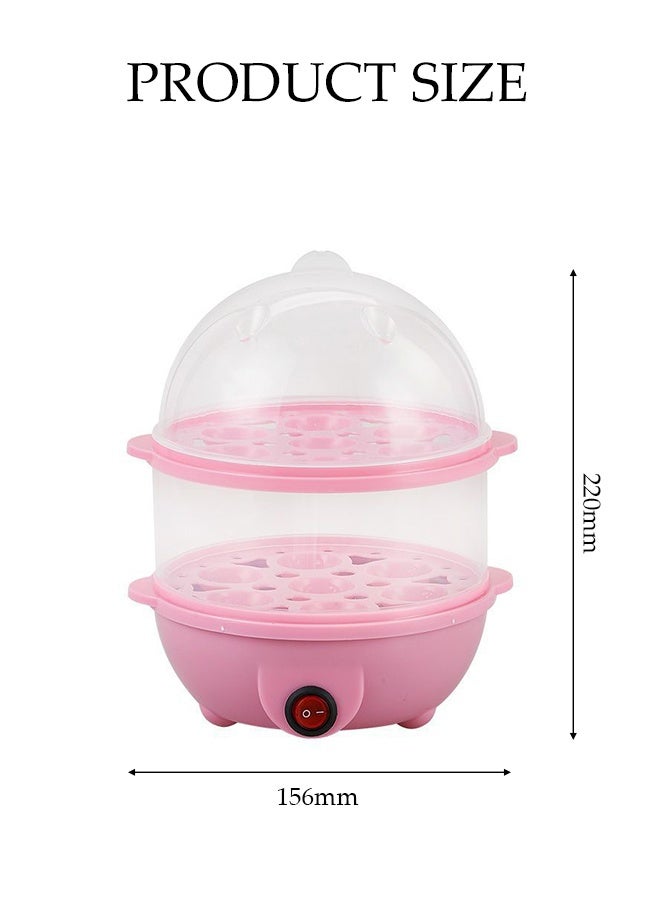 DUNISO Egg Steamer，Double-layer Egg Cooker，Rapid Egg Cooker，14-Egg Capacity，Mini and Portable,Easy to Clean,Used for Steaming Eggs, Corn, Sweet Potatoes, Buns, Dumplings，Pink - Image 4