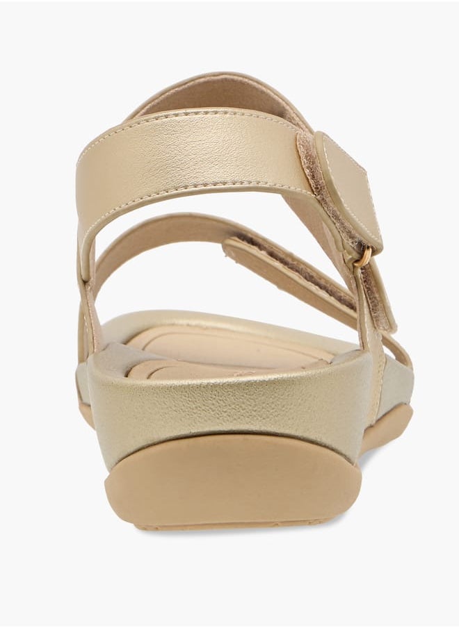 Le Confort Women Monogram Textured Strappy Sandals with Hook and Loop Closure  - Image 4