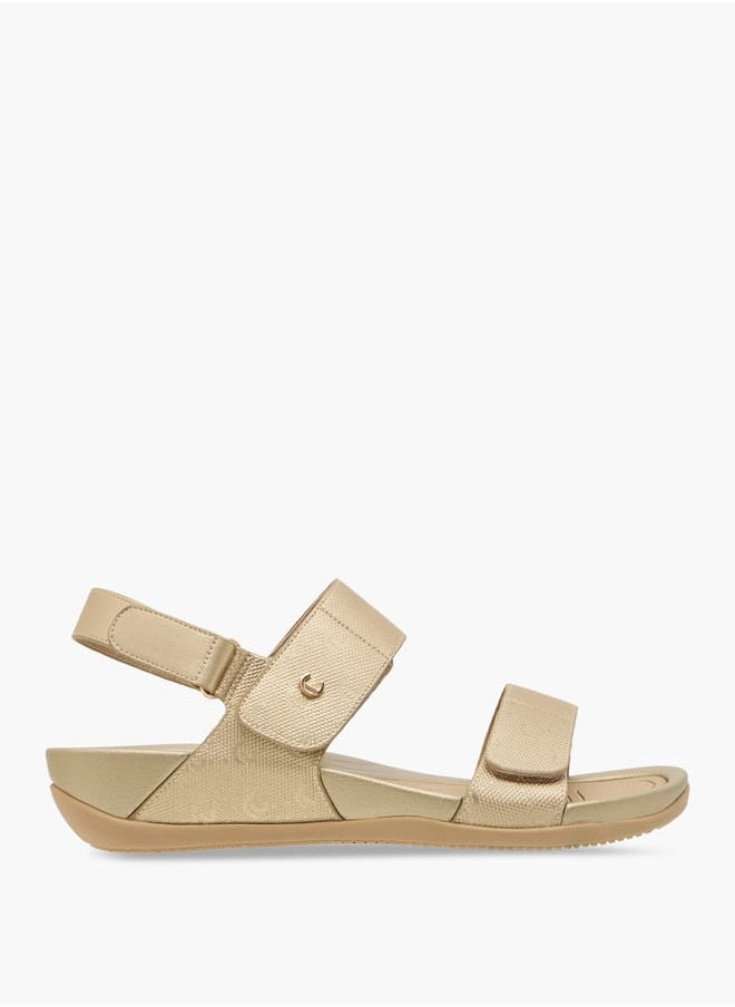 Le Confort Women Monogram Textured Strappy Sandals with Hook and Loop Closure  - Image 2